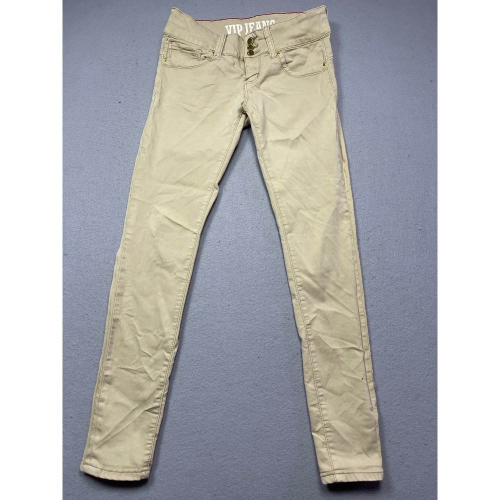 VIP Jeans Skinny Pants Cotton Blend Khaki Tan 7/8 W28 Womens